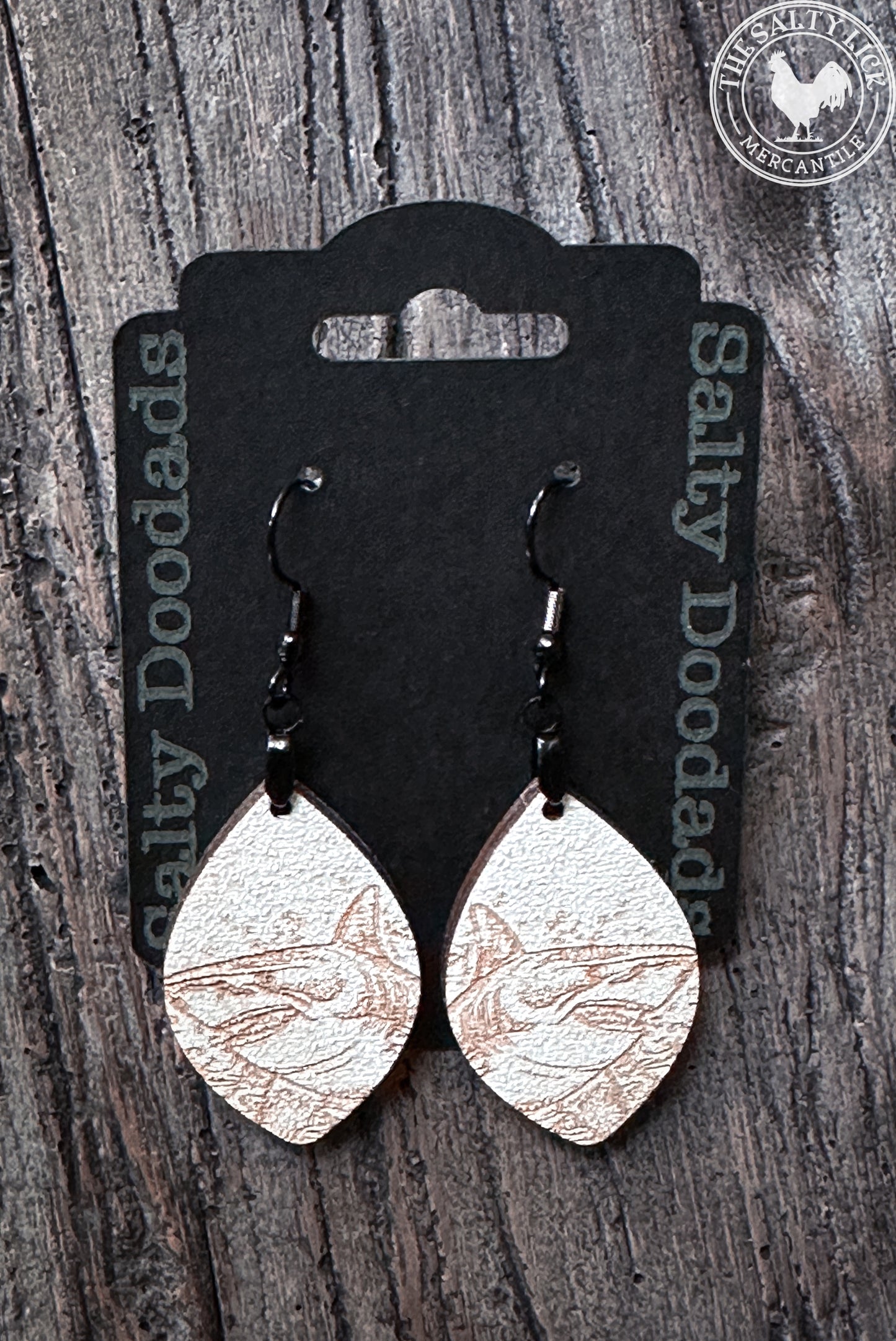 Shark on 1/8" Painted Birch Dangle Earrings - The Salty Lick Mercantile