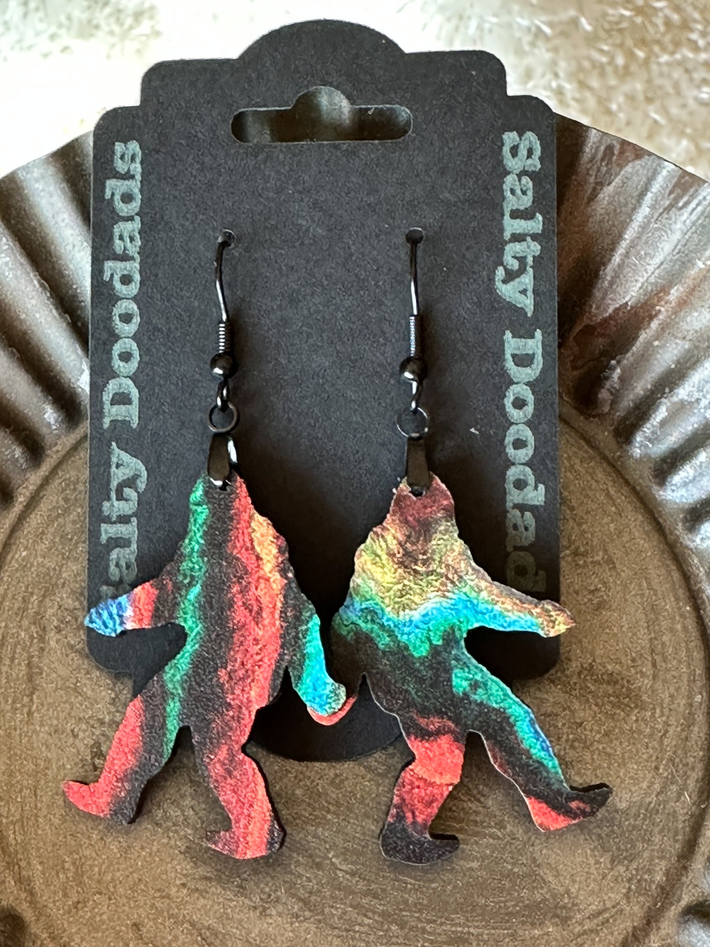 We Believe!  Sasquatch / Big Foot Shape Wood Dangle Earrings - The Salty Lick Mercantile