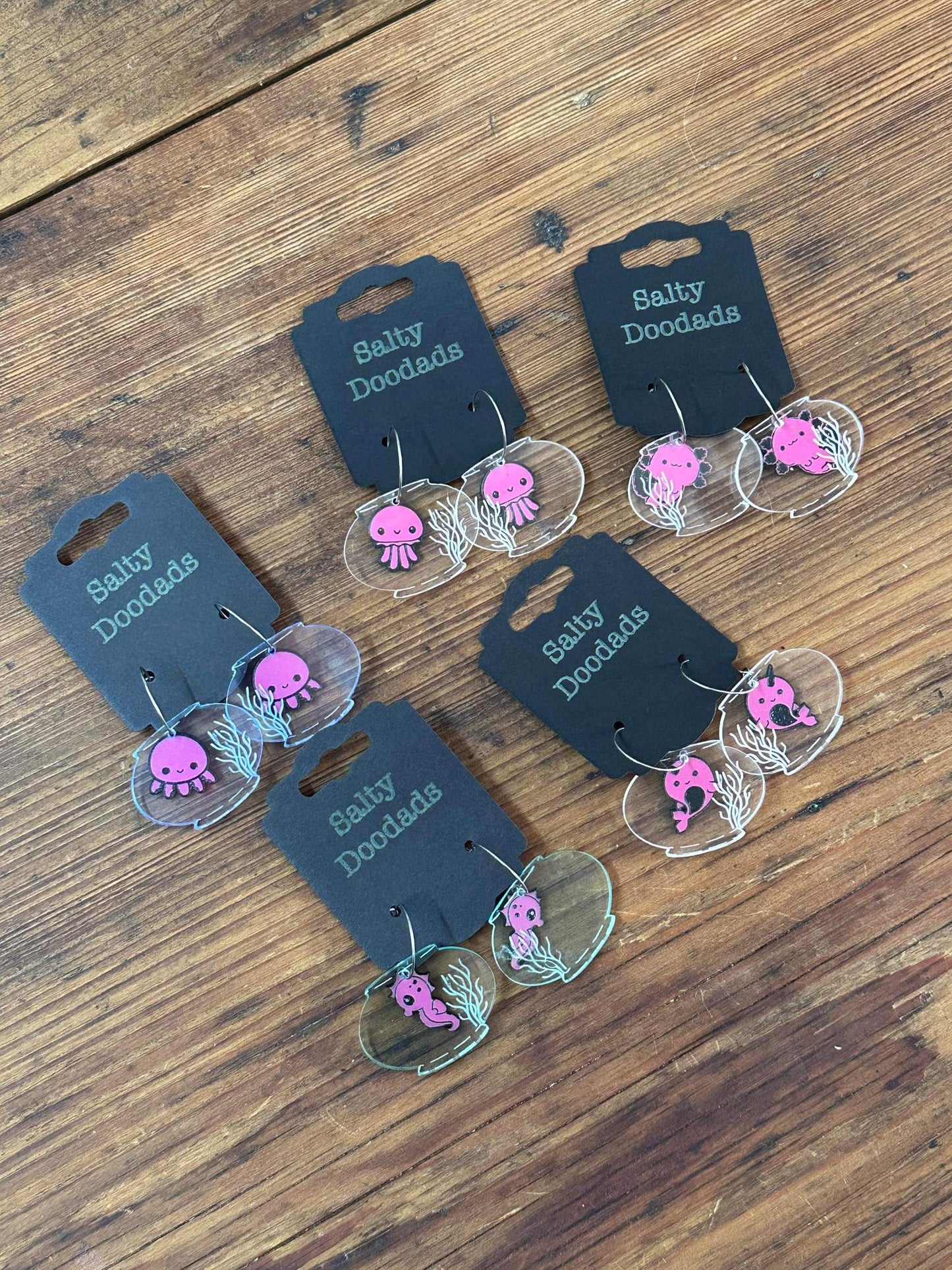 Creatures of the Sea Earrings - Squid in a fish bowl - The Salty Lick Mercantile