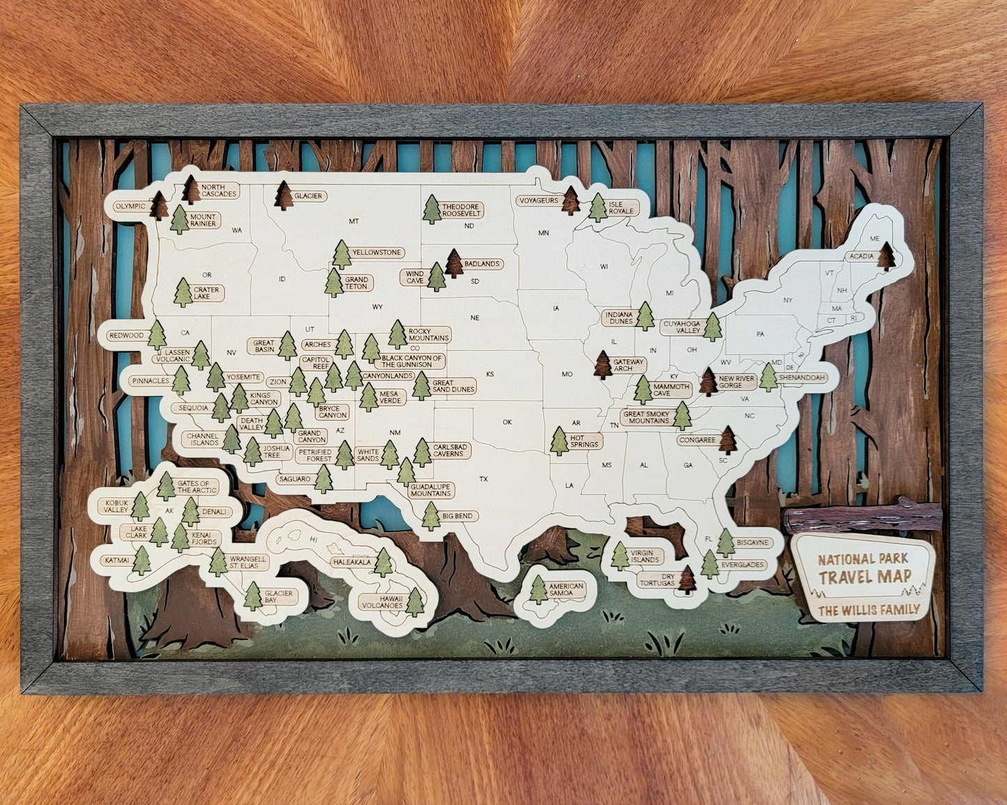 National Parks Travel Map - Customizable!