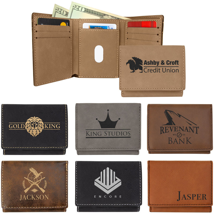 3" x 4" Laserable Leatherette Trifold Wallet - The Salty Lick Mercantile