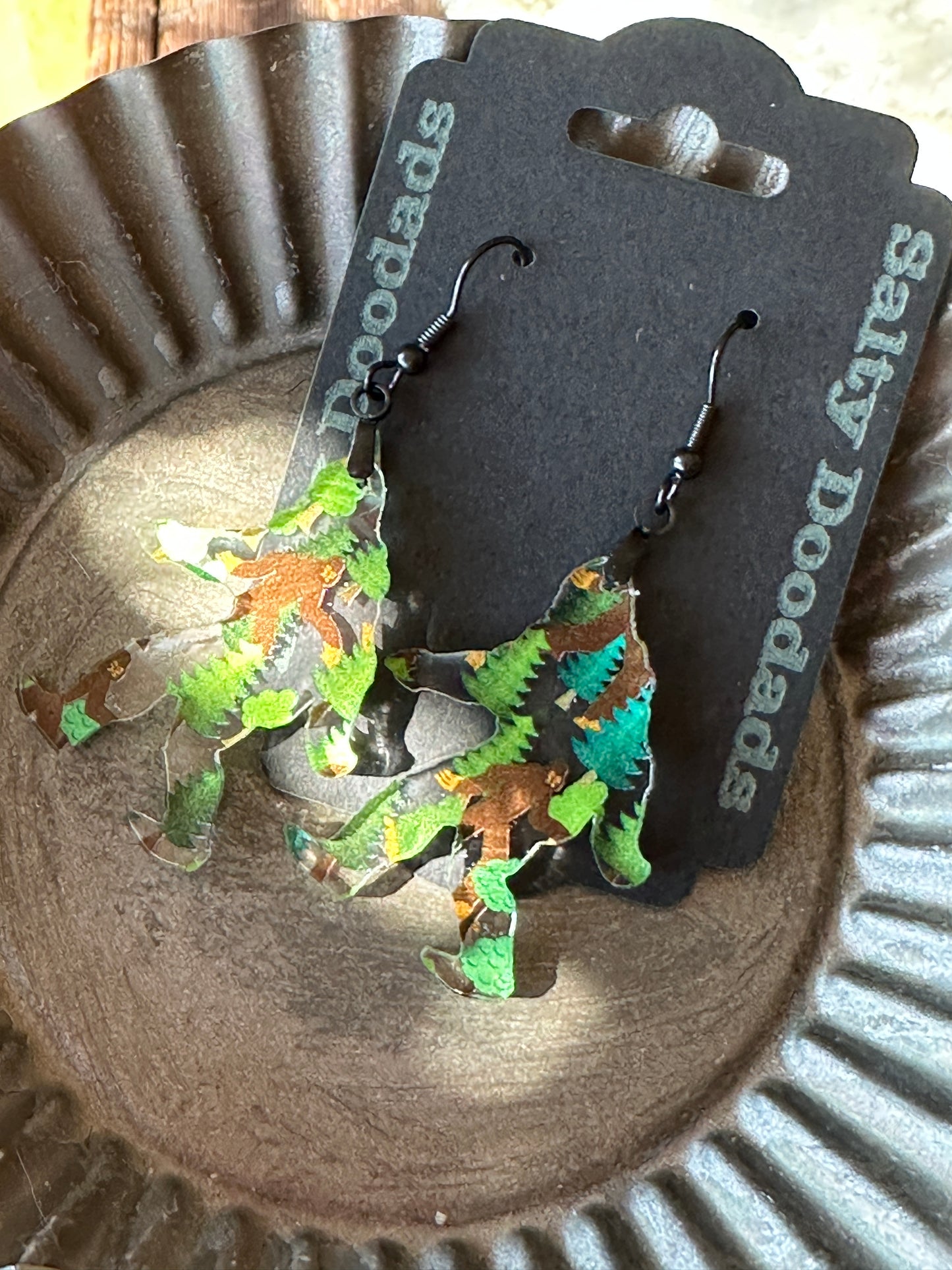 We Believe!  Sasquatch / Big Foot Shape Print Acrylic Earrings - The Salty Lick Mercantile