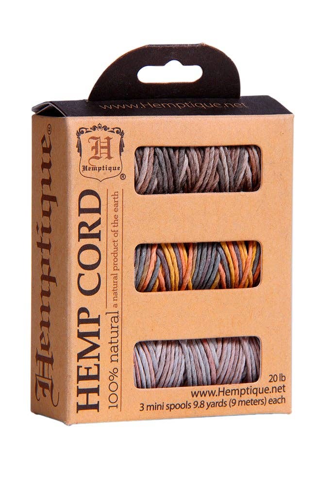 Hemptique - #20 Hemp Cord 3-Pack MiniI Spool Set In Box SEASHELL