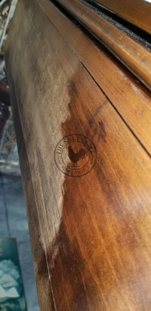 Before and after Wise Owl Furniture Salve