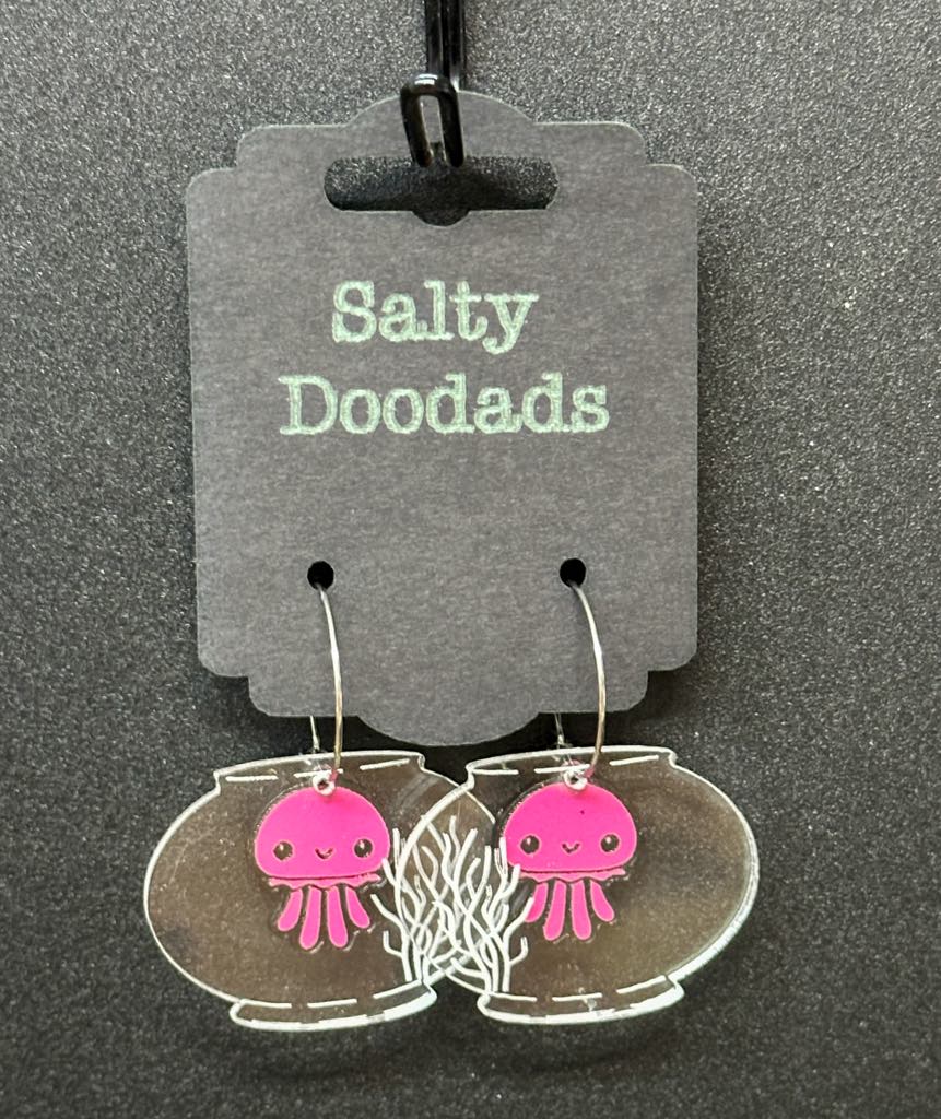Creatures of the Sea Earrings - Squid in a fish bowl