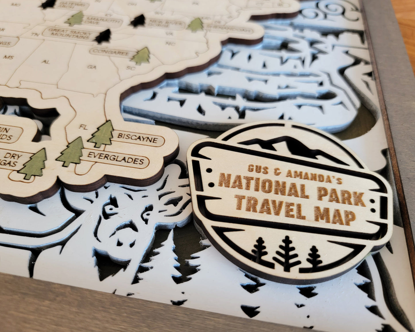 National Parks Travel Map - Alpine Forest Design - Personalize!