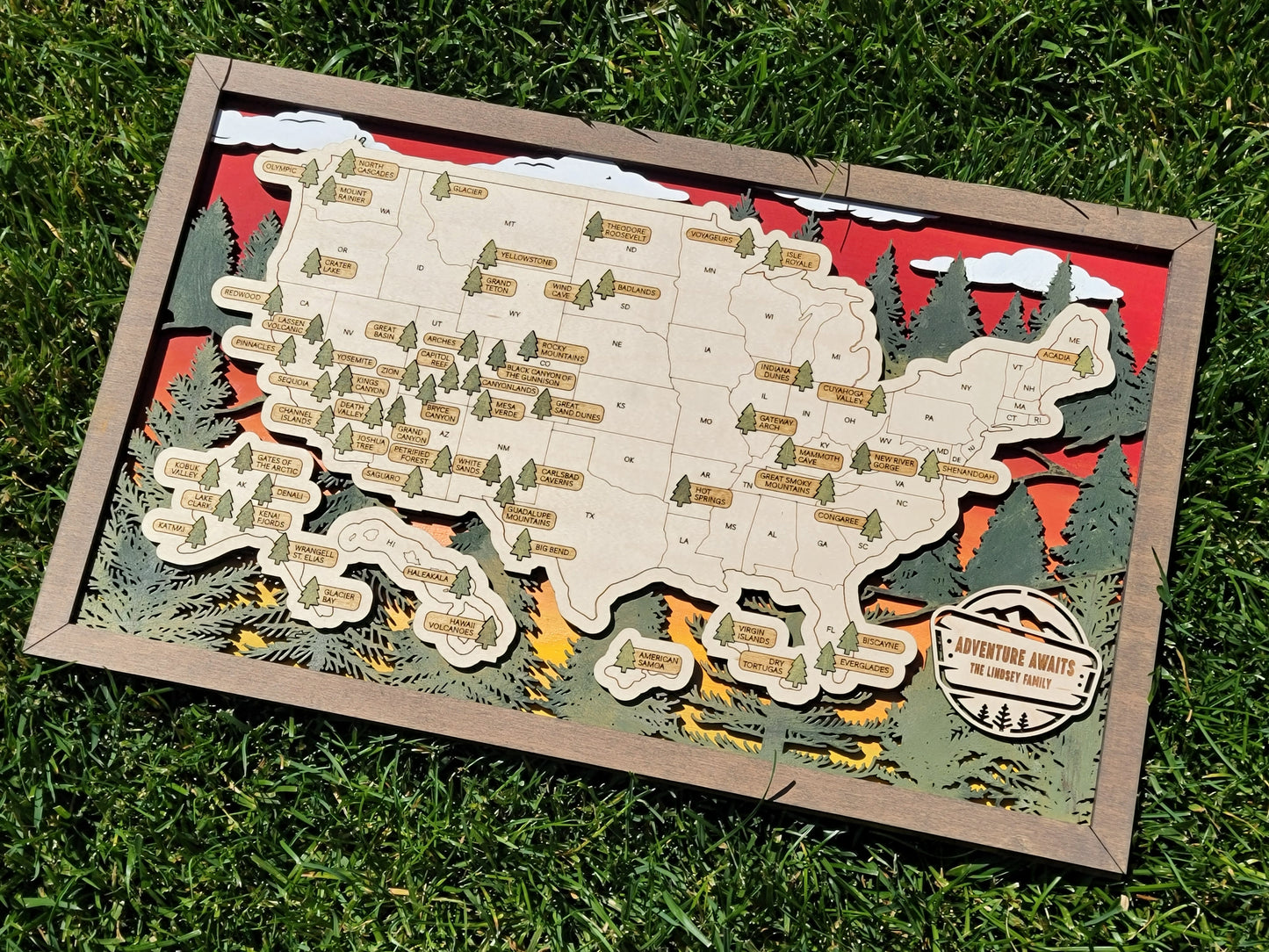 National Parks Travel Map - Alpine Forest Design - Personalize!