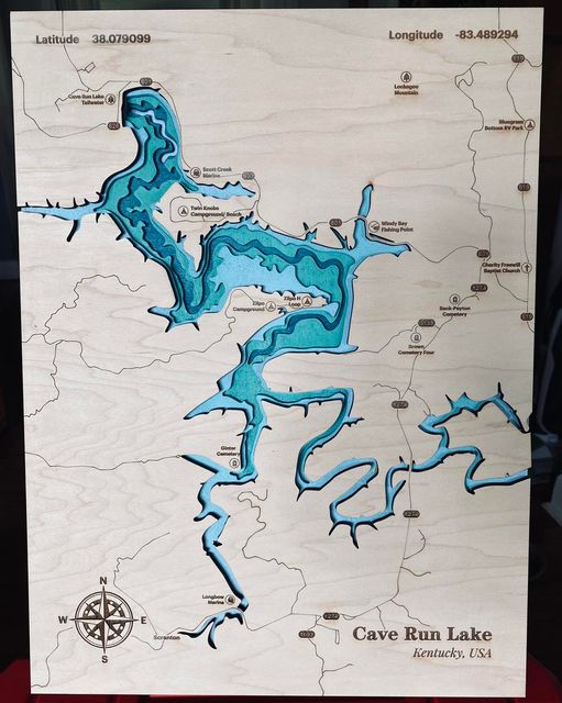 Cave Run Lake 5 Layer Topographical Map