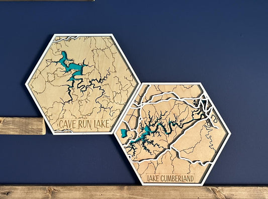 Any Lake!  Stackable Hex Lake Maps to all your favorite places!