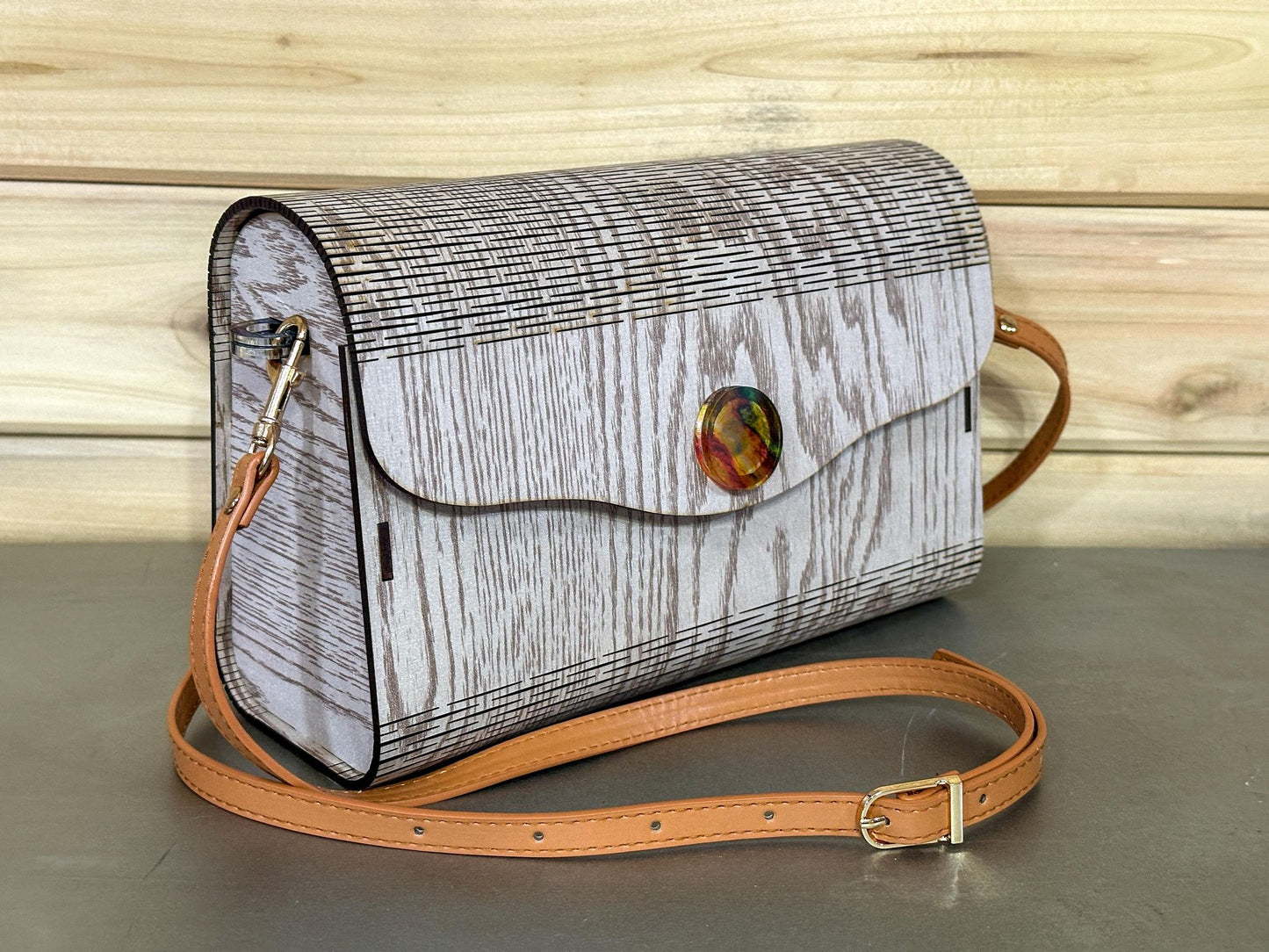 Faux Oak Grain Wooden Clutch Purse - Great for a special occasion!