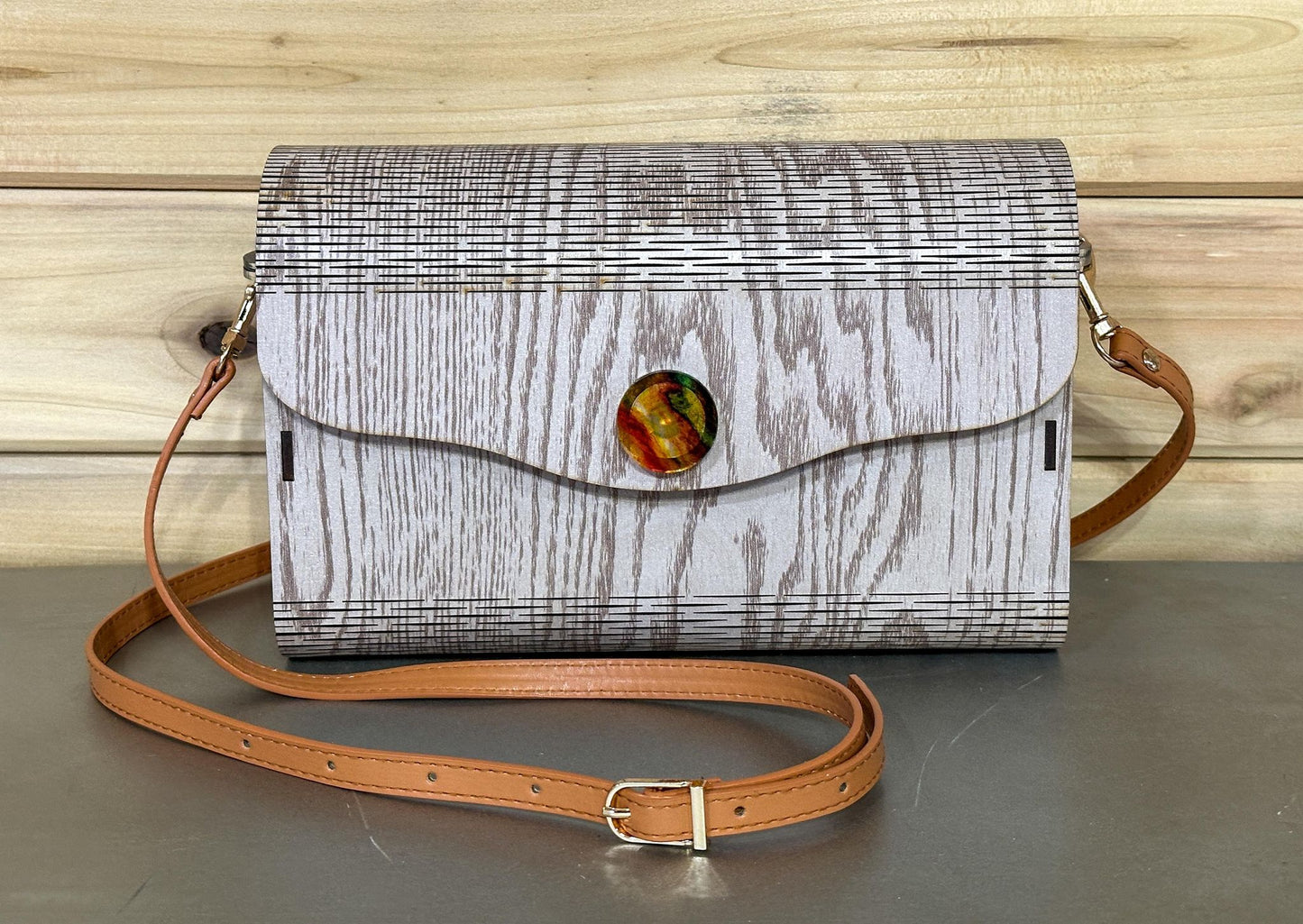 Faux Oak Grain Wooden Clutch Purse - Great for a special occasion!