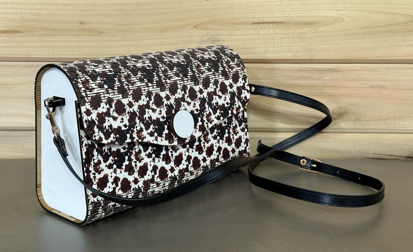 Cow Print Wooden Clutch Purse - Great for a special occasion!