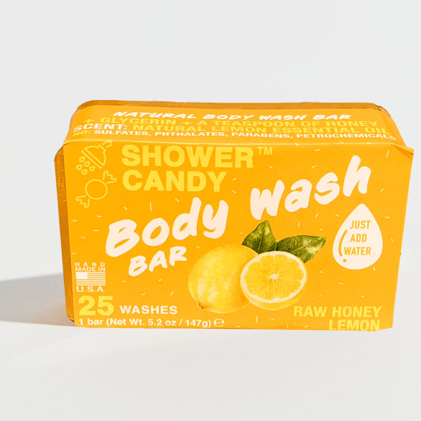 Shower Candy - Raw Honey Lemon Peel Body Wash Bar Soap