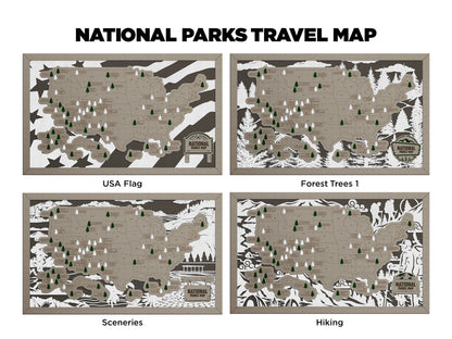 National Parks Travel Map - Forest Design - Personalize!