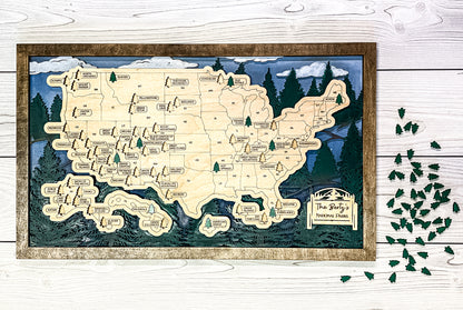 National Parks Travel Map - Alpine Forest Design - Personalize!