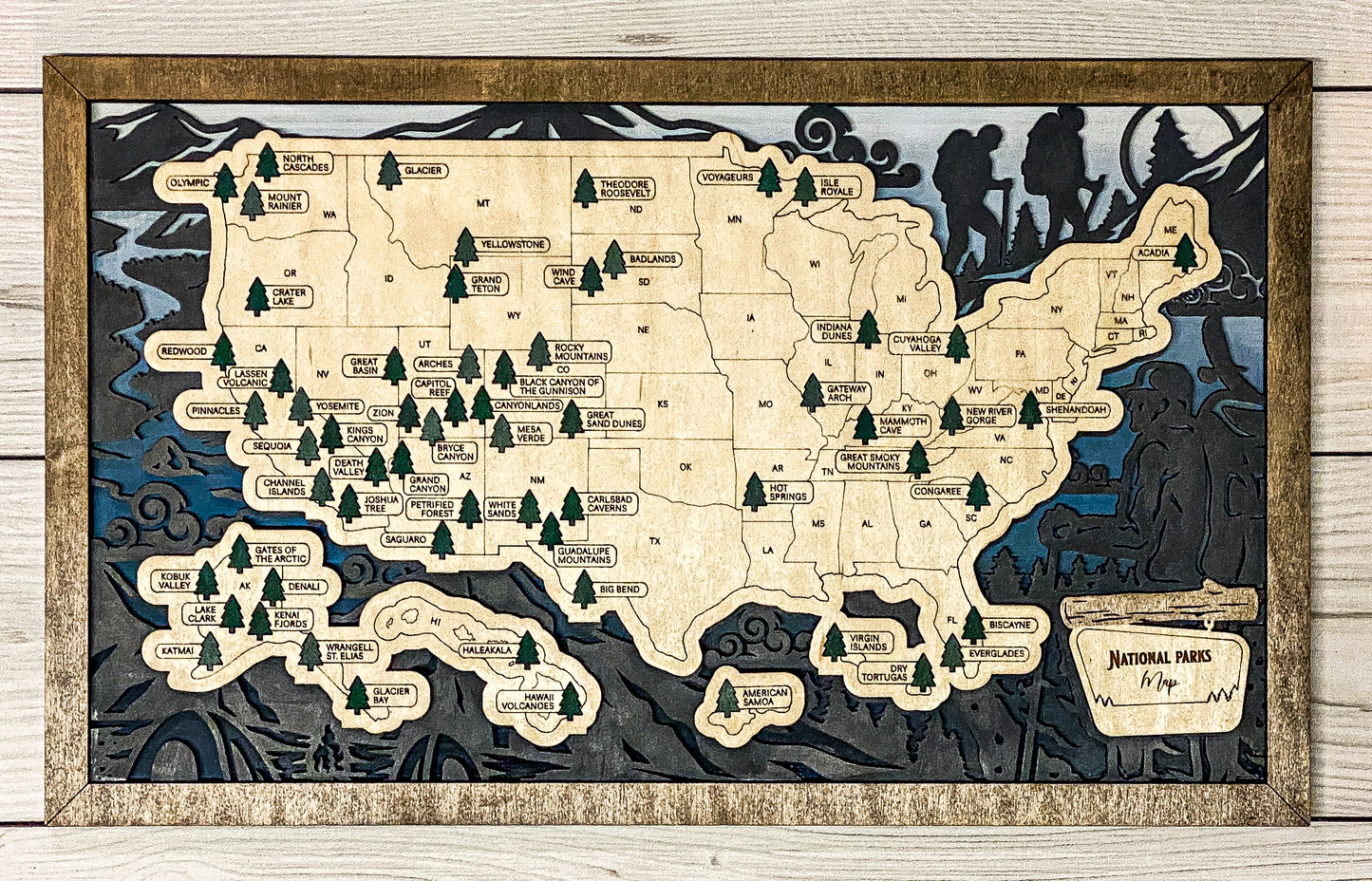 National Parks Travel Map - Hiking Design - Personalize!