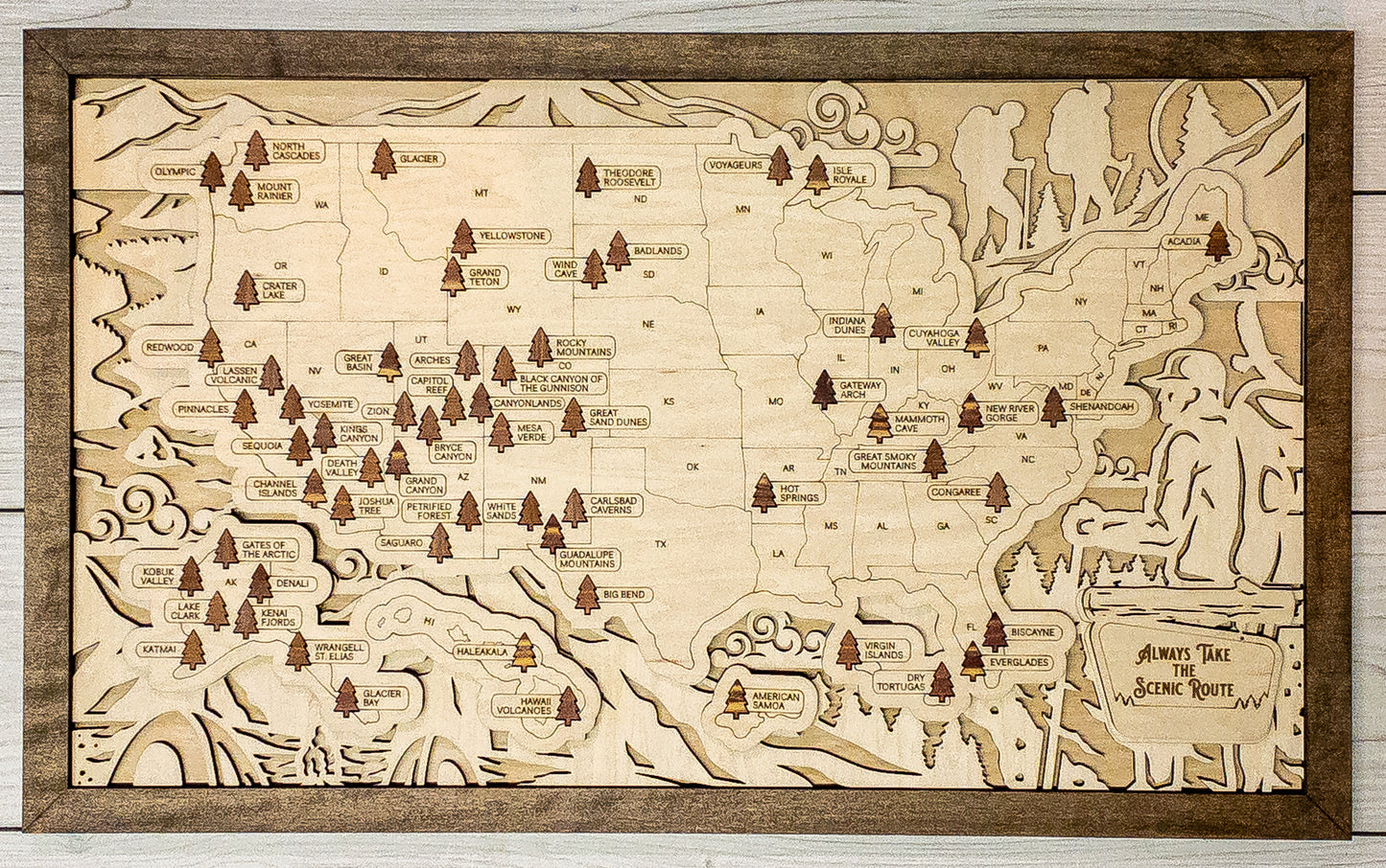 National Parks Travel Map - Hiking Design - Personalize!