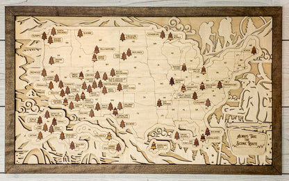 National Parks Travel Map - Hiking Design - Personalize!