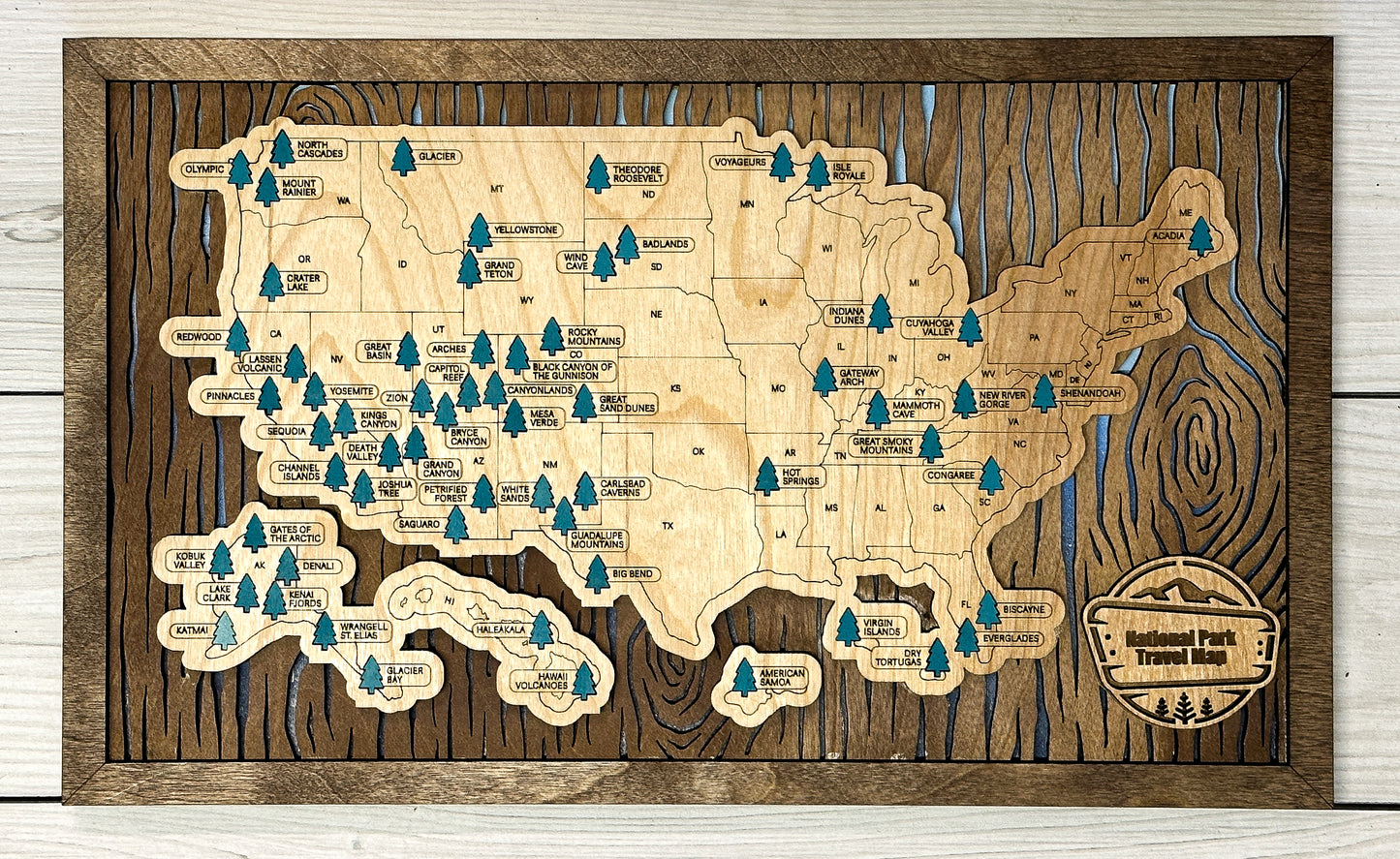 National Parks Travel Map - Wood Design - Personalize!