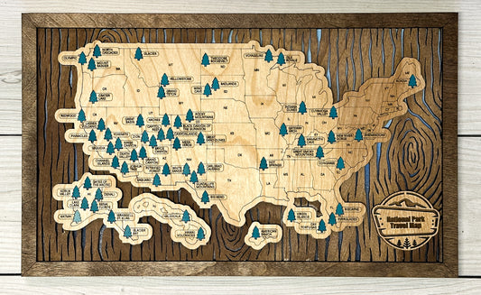 National Parks Travel Map - Wood Design - Personalize!
