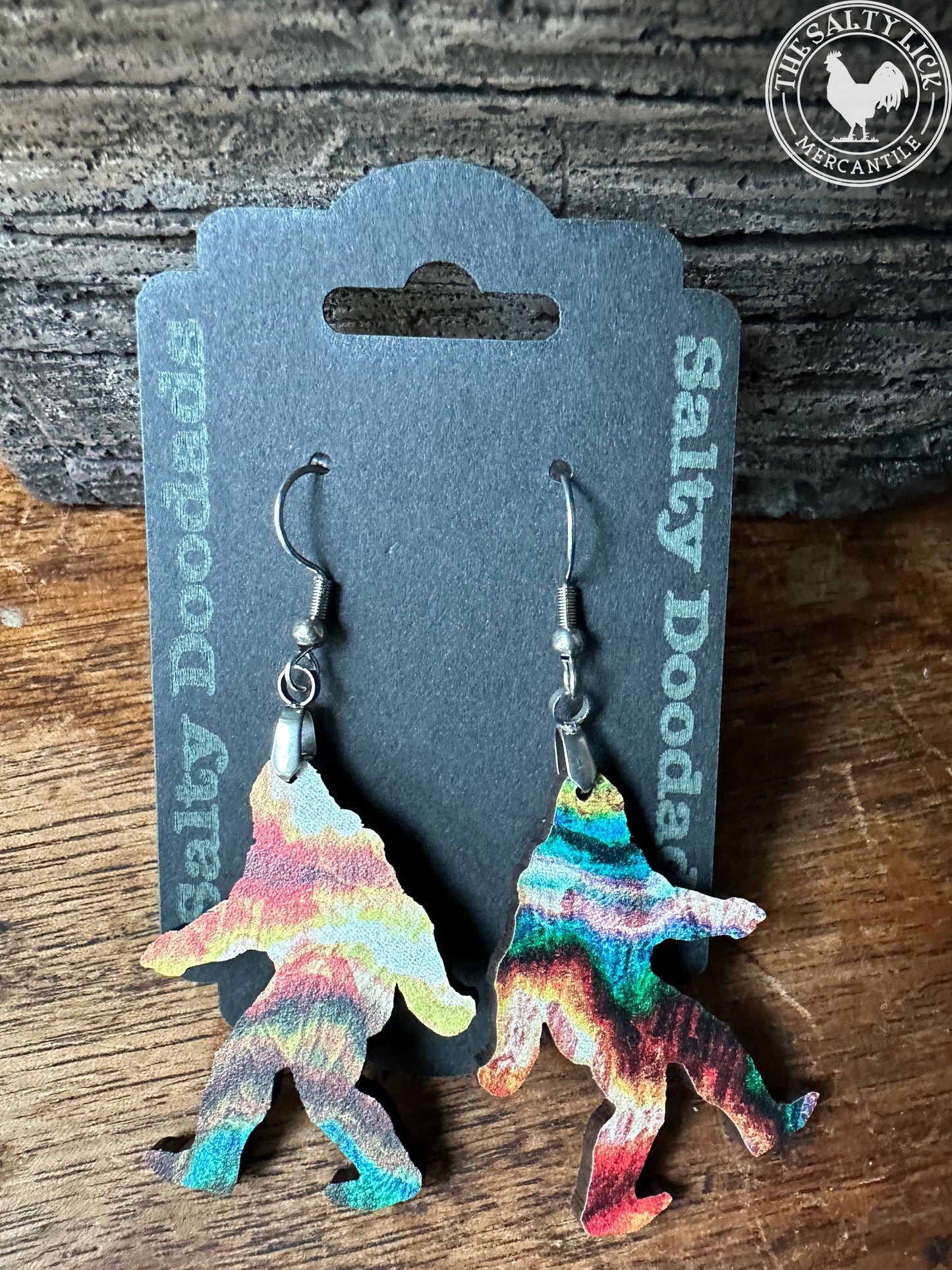We Believe!  Sasquatch / Big Foot Shape Wood Dangle Earrings - The Salty Lick Mercantile