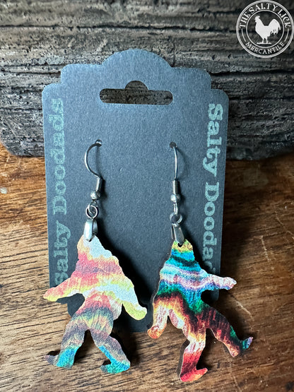 We Believe!  Sasquatch / Big Foot Shape Wood Dangle Earrings - The Salty Lick Mercantile