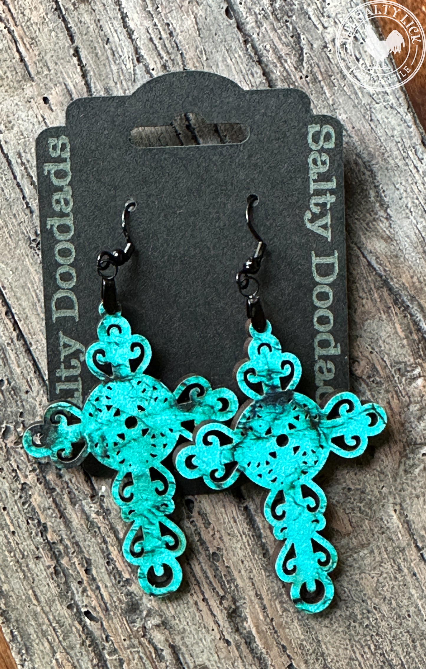 Cross Design on 1/8" MDF Double Sided Design Dangle Earrings