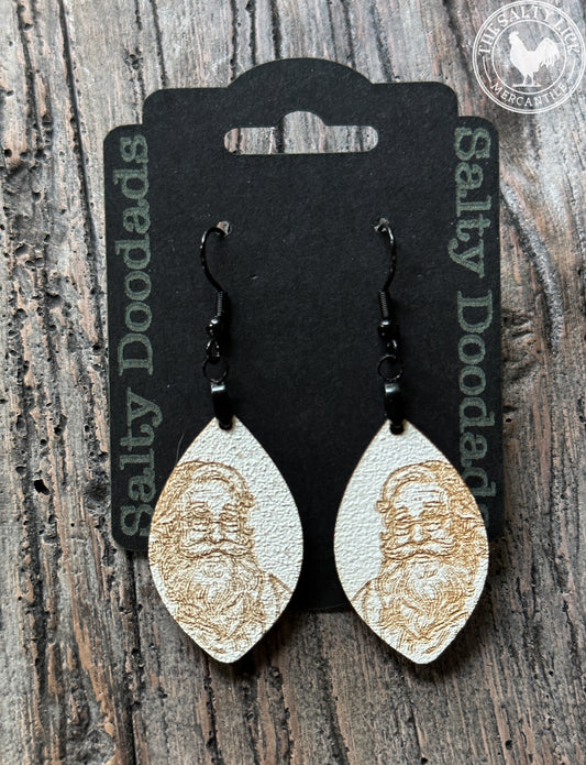Santa on 1/8" Painted Birch Dangle Earrings Christmas