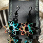 Double Flower Design on 1/8" MDF Double Sided Design Dangle Earrings