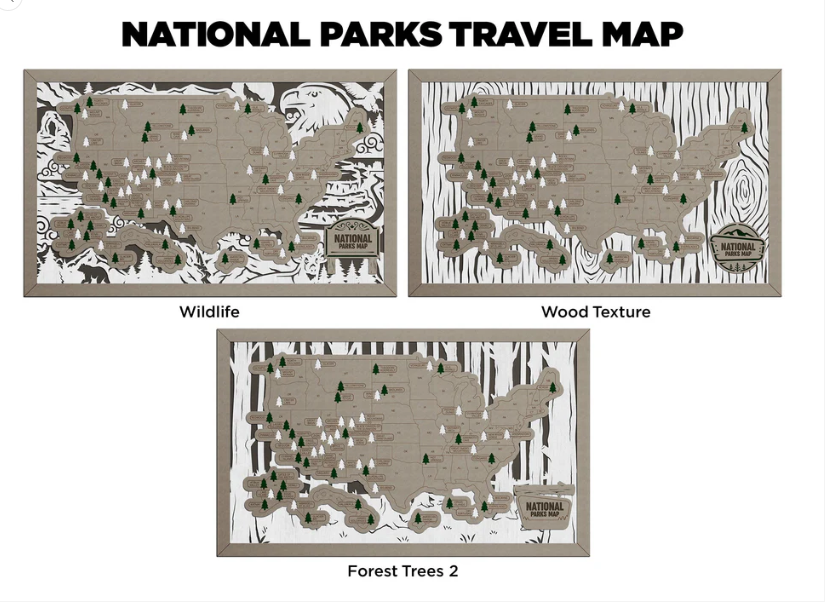 National Parks Travel Map - Forest Design - Personalize!
