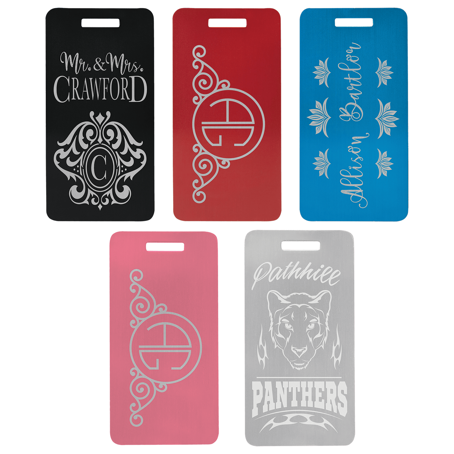 3 7/8" x 2" Anodized Aluminum Luggage Tag
