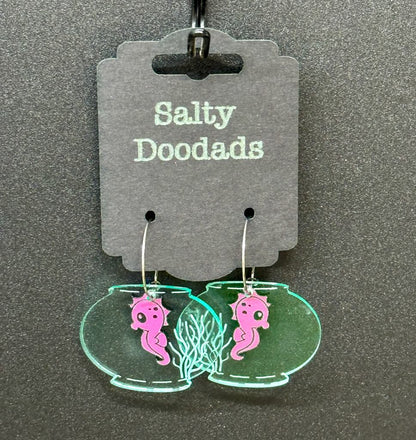 Creatures of the Sea Earrings - Seahorse in a fish bowl