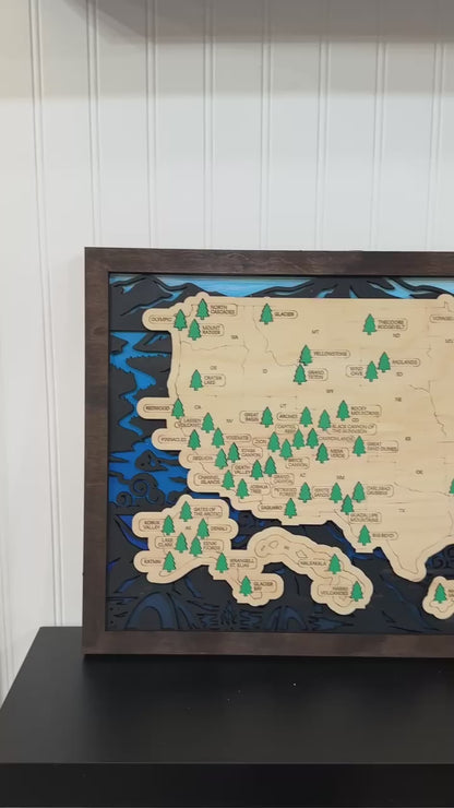 National Parks Travel Map - Forest Design - Personalize!