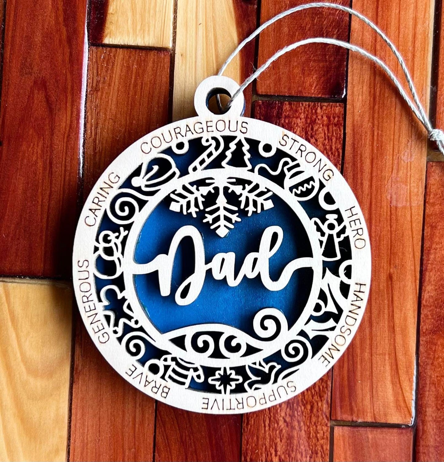 Dad 2 Layer Wood Ornament