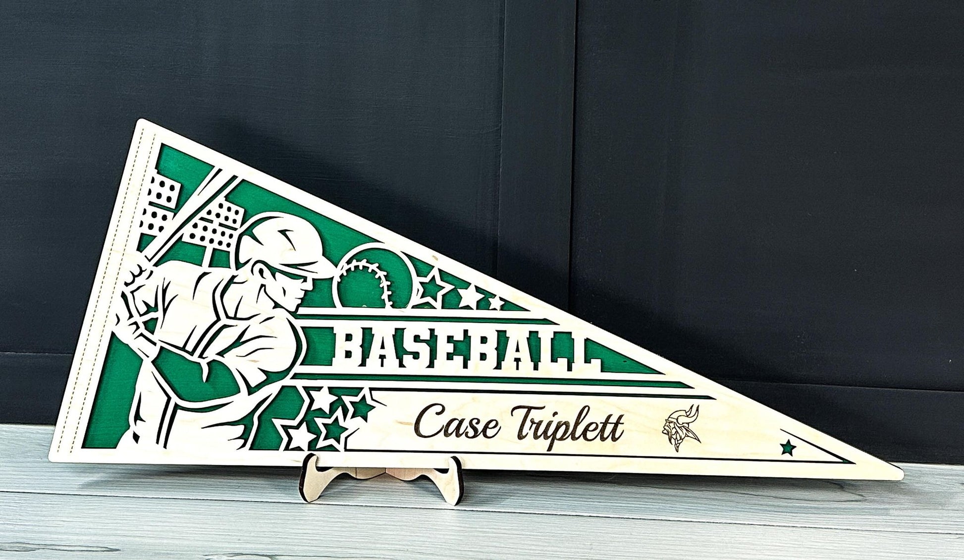 Laser Cut Personalized Baseball Pennant (available in Male and Female versions) - The Salty Lick Mercantile