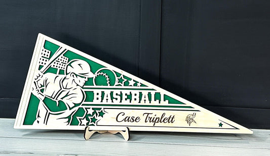 Laser Cut Personalized Baseball Pennant (available in Male and Female versions)