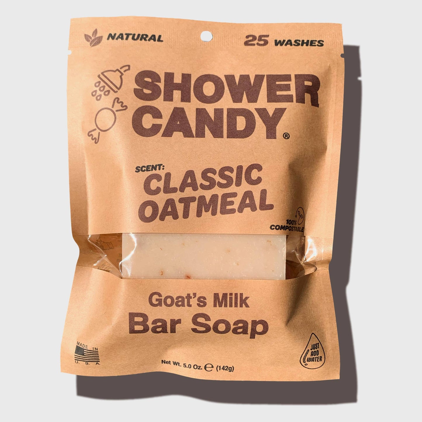 Shower Candy - Classic Oatmeal Body Wash Bar Soap with Goat's Milk
