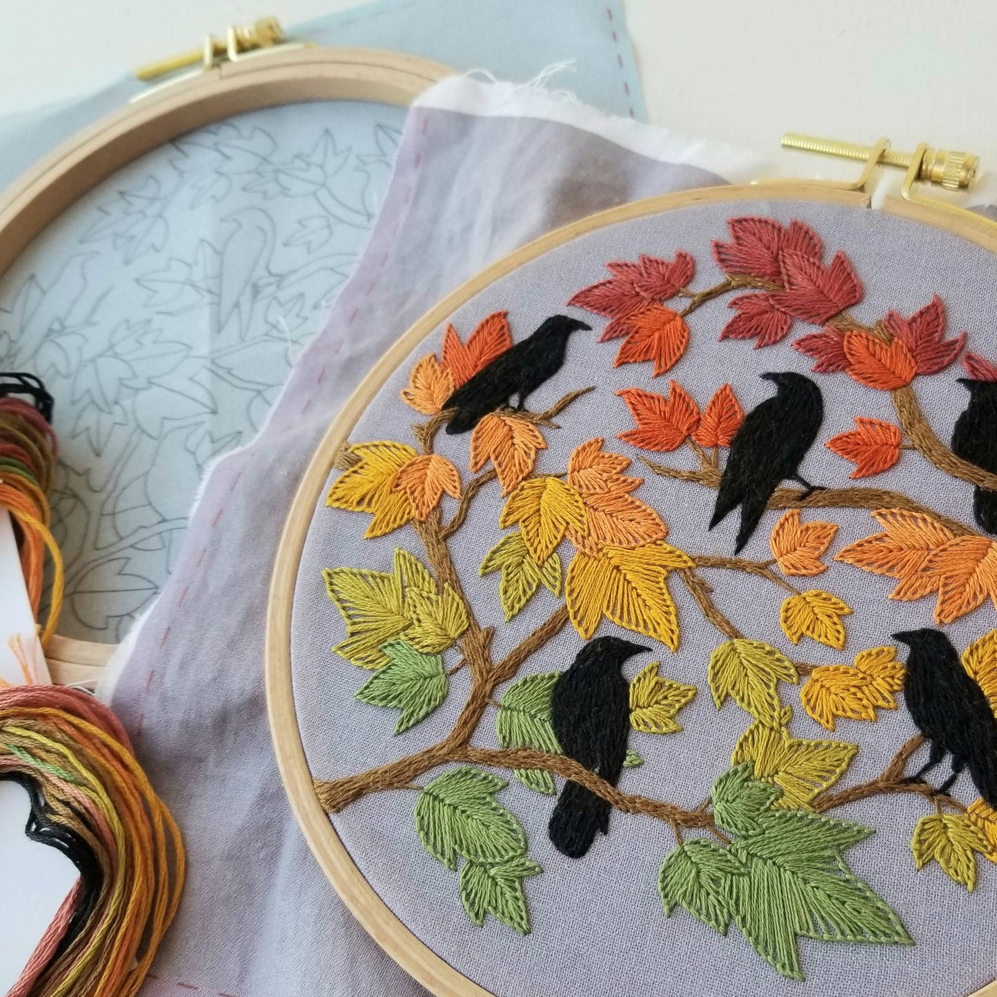 Jessica Long Embroidery - Autumn Birds Embroidery Kit