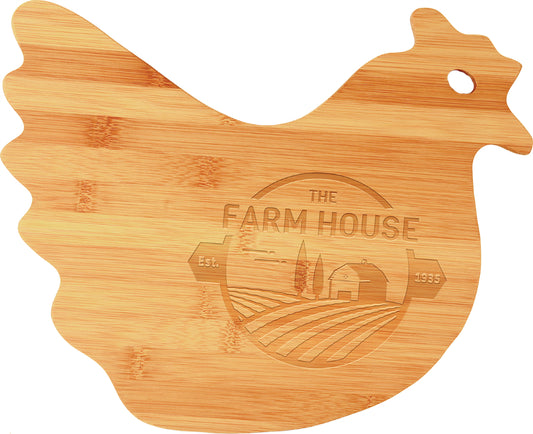 Bamboo Hen Shaped Cutting Board - 13 1/2" x 10 7/8" - The Salty Lick Mercantile