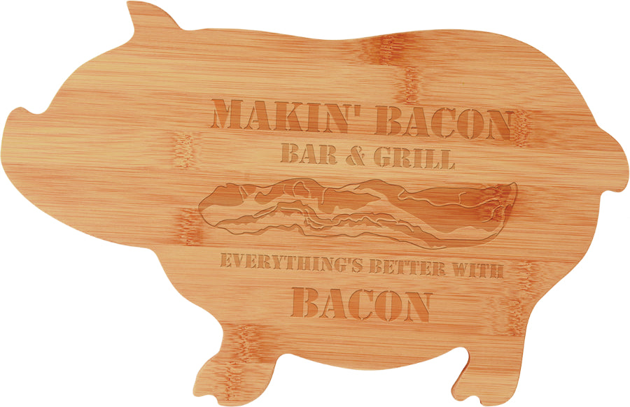 Bamboo Pig Shaped Cutting Board - 13 3/4" x 8 3/4" - The Salty Lick Mercantile