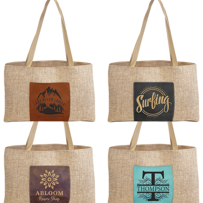 19" x 12" Burlap Bag with 5" Laserable Leatherette Gusset - The Salty Lick Mercantile