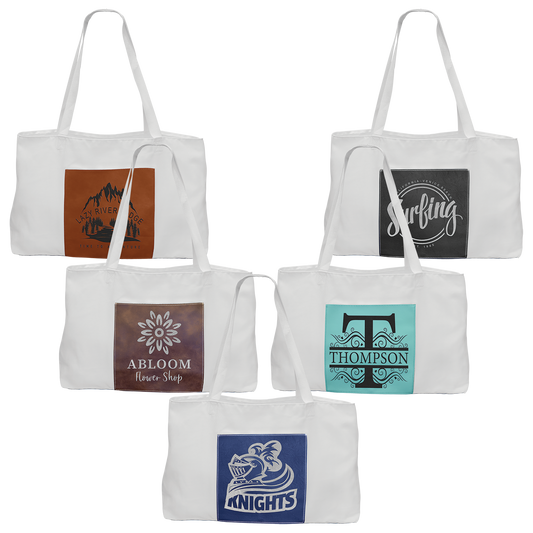 19" x 12" White Bag with 5" Laserable Leatherette Gusset