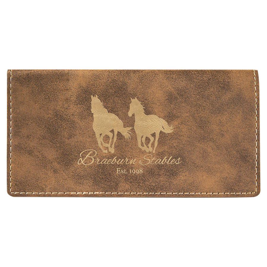 6 3/4" x 3 1/2" Laserable Leatherette Checkbook Cover - The Salty Lick Mercantile