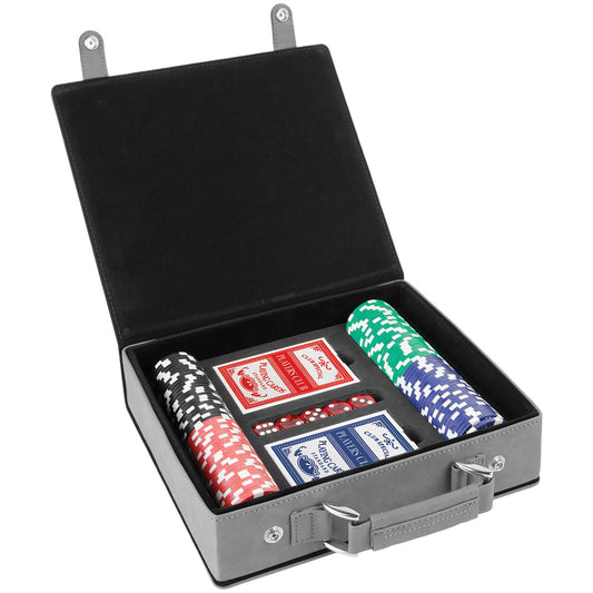 Laserable Leatherette 100 Chip Poker Set - The Salty Lick Mercantile