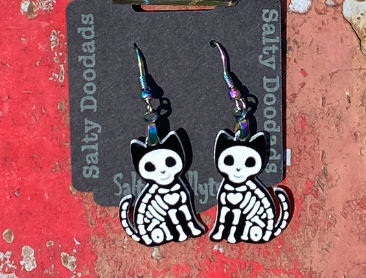 Kitty Halloweener Skeleton Dangle Earrings