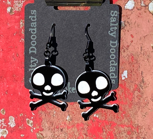 Skull and Crossbones Halloweener Skeleton Dangle Earrings