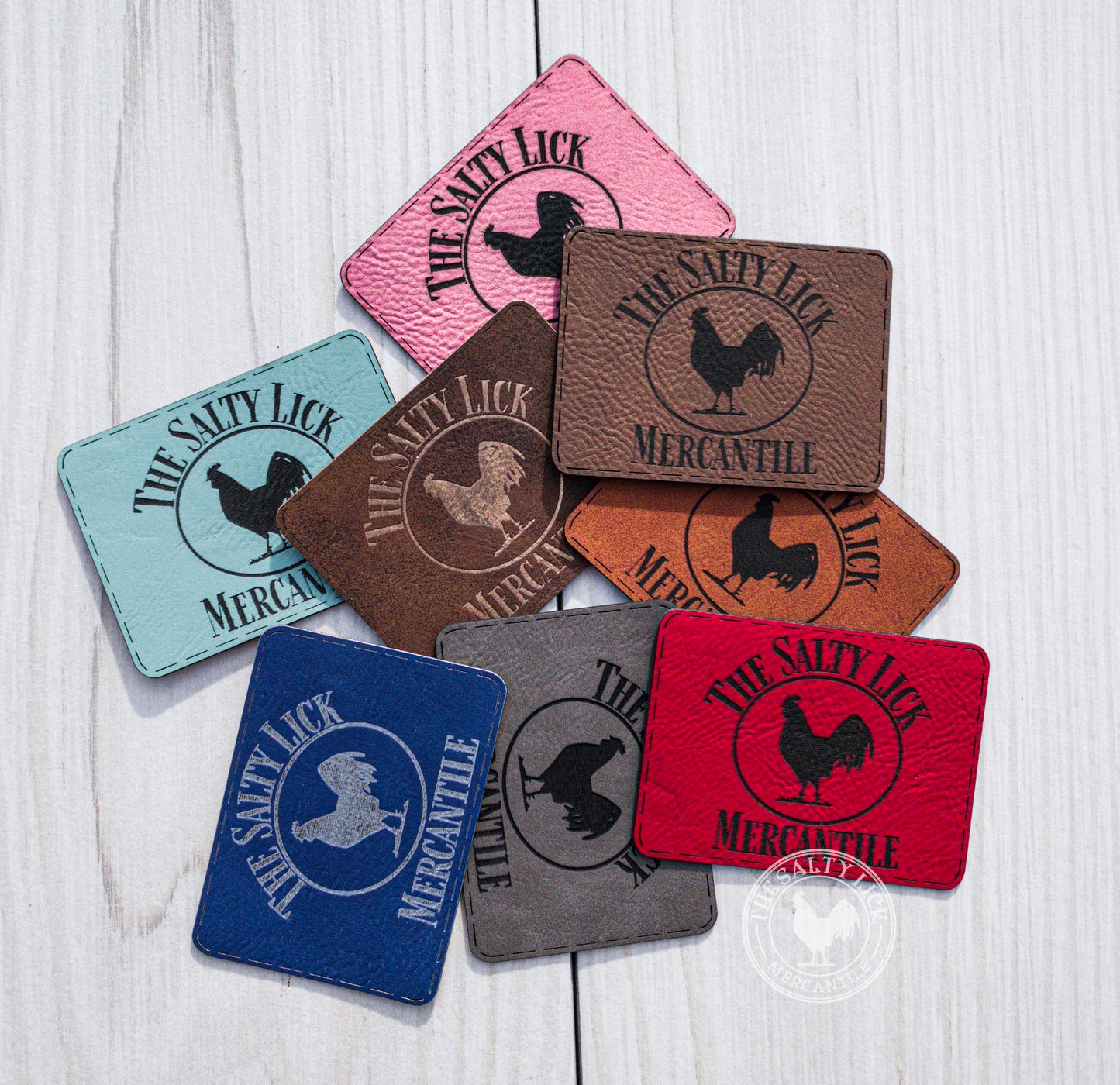 Custom Cut/Engraved Leatherette Patches with ADHESIVE - The Salty Lick Mercantile