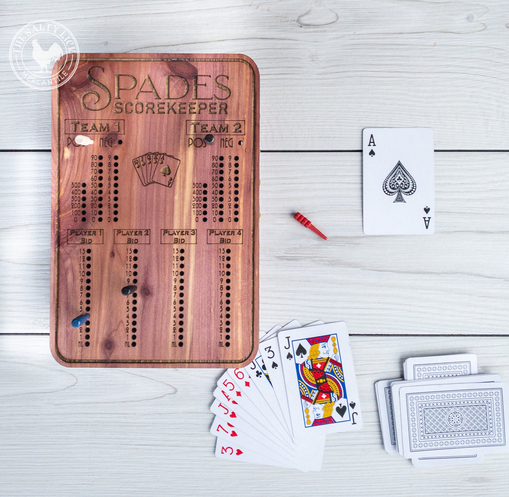 Spades Scorekeeper Custom Cards Board Game - The Salty Lick Mercantile