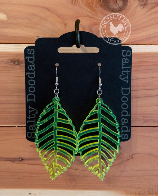 Translucent Neon Leaf Dangle Earrings