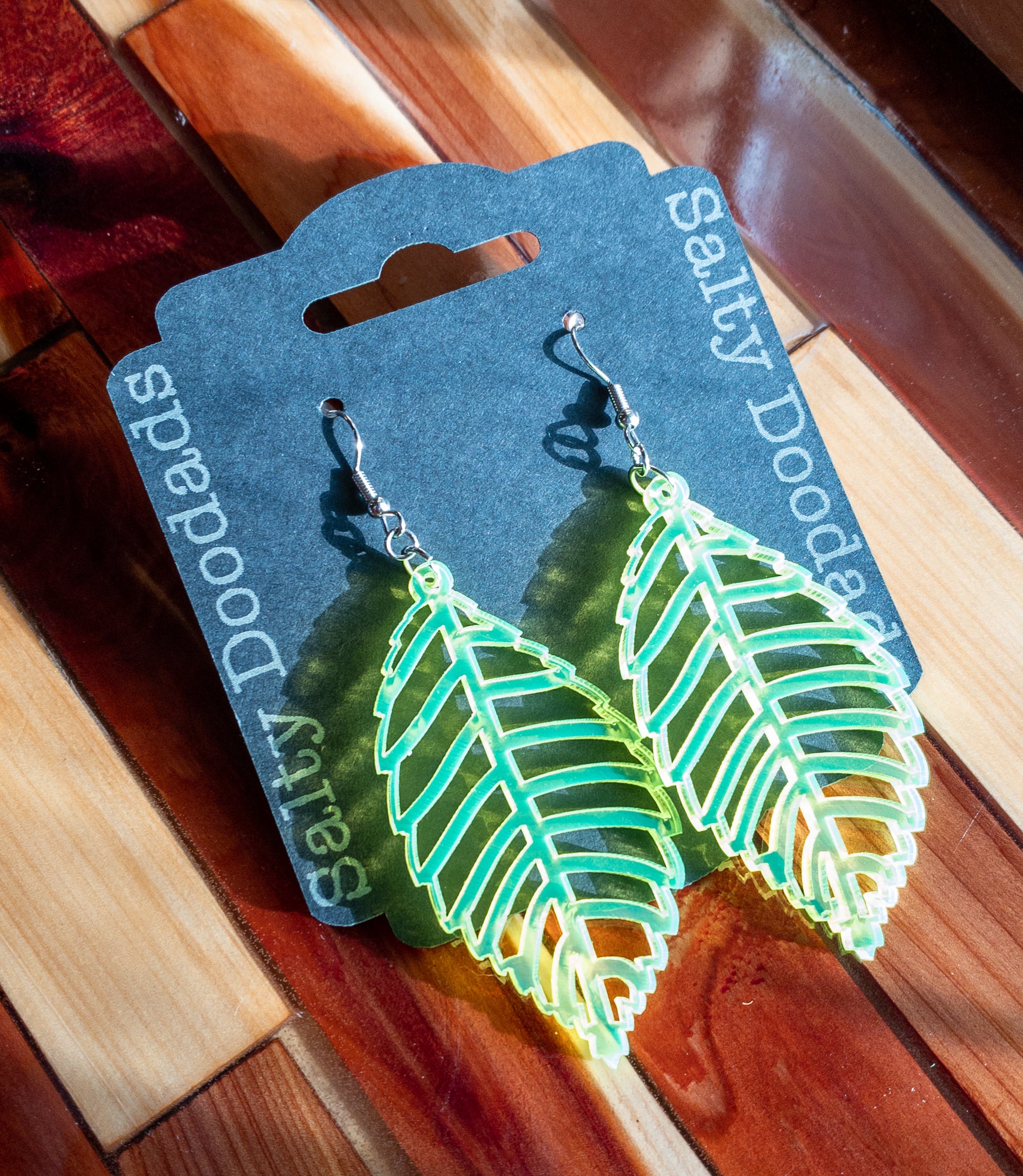 Translucent Neon Leaf Dangle Earrings - The Salty Lick Mercantile